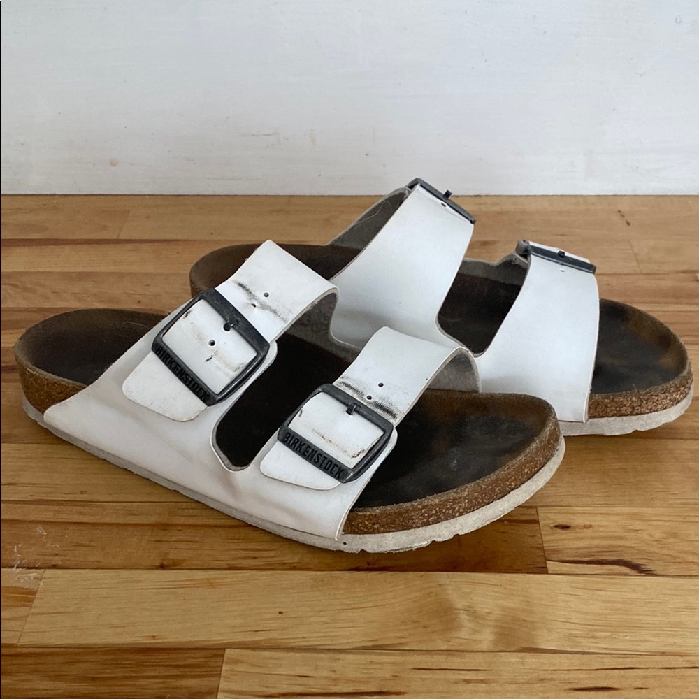 White Birkenstock Sandals with Buckles